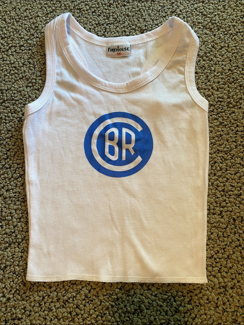 Camp Blue Ridge Firehouse White Tank Top with Blue Graphic - Kids